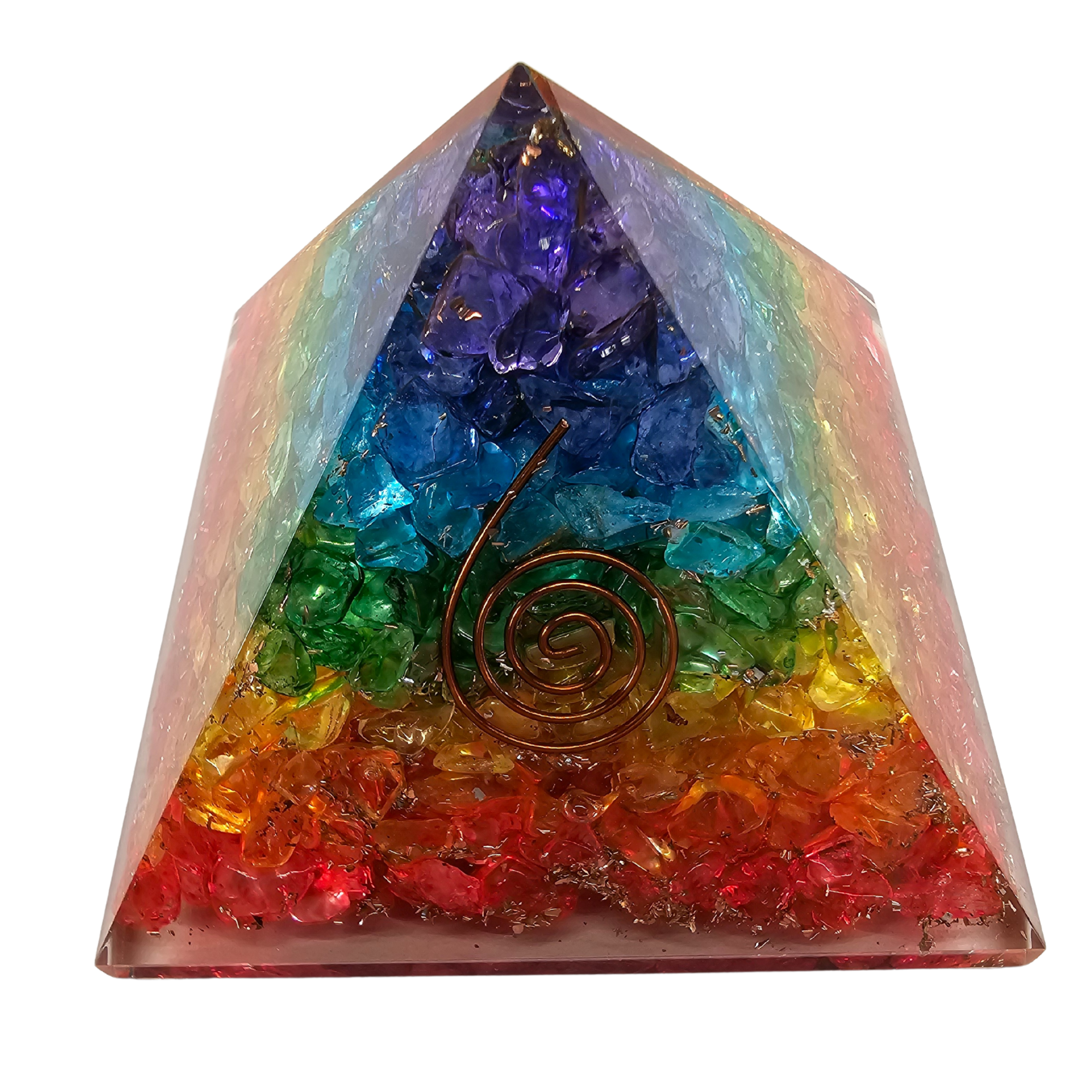 Pyramide Orgonit Regenbogen mit gemischten Steinen