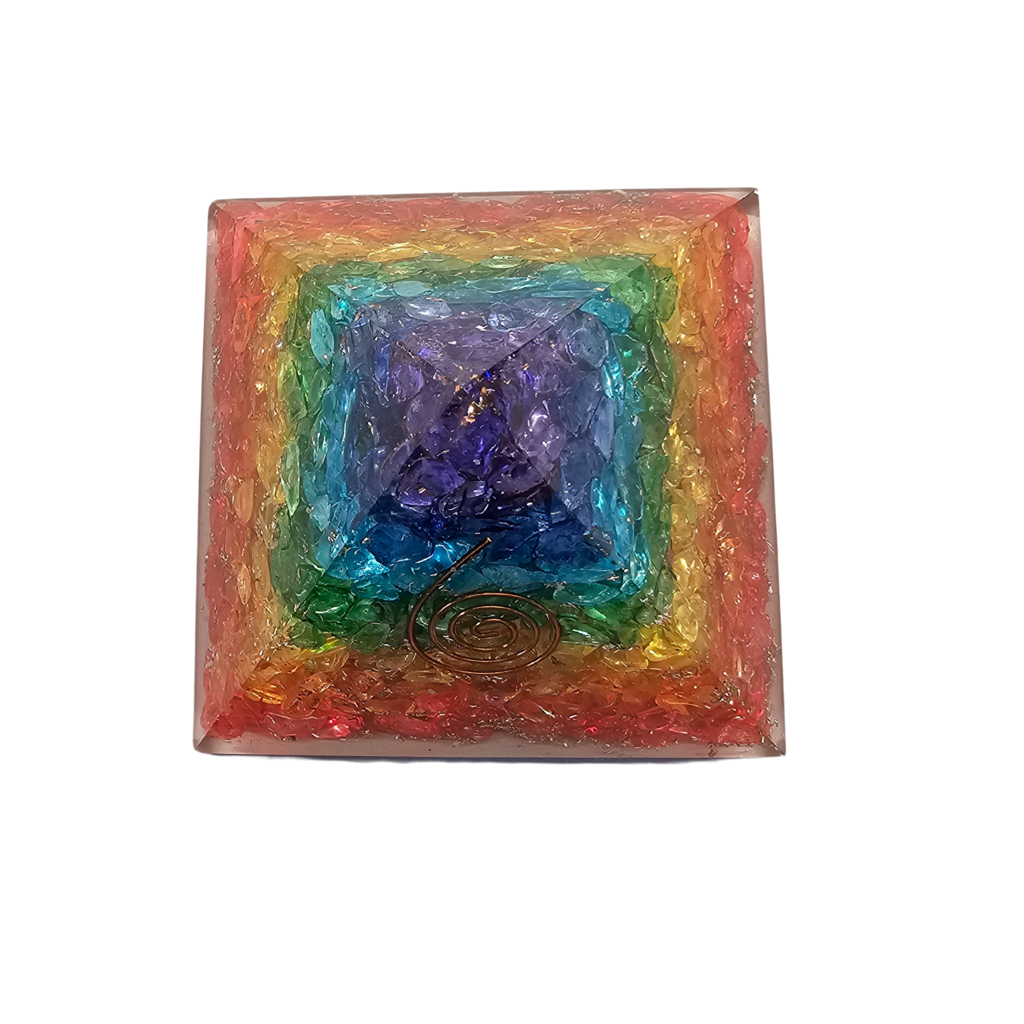 Pyramide Orgonit Regenbogen mit gemischten Steinen