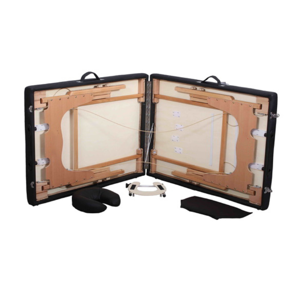 SET: Massageliege + Rollhocker schwarz