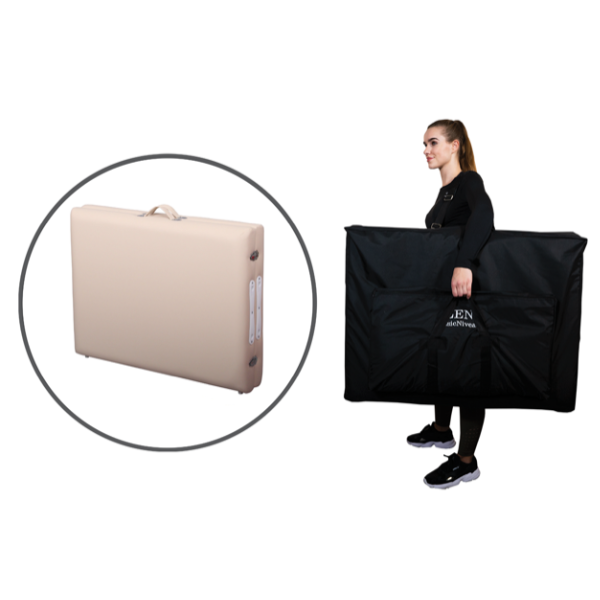 SET: Massageliege und Rollhocker creme