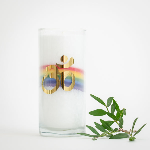 Kerze "Crystal Rainbow Om"